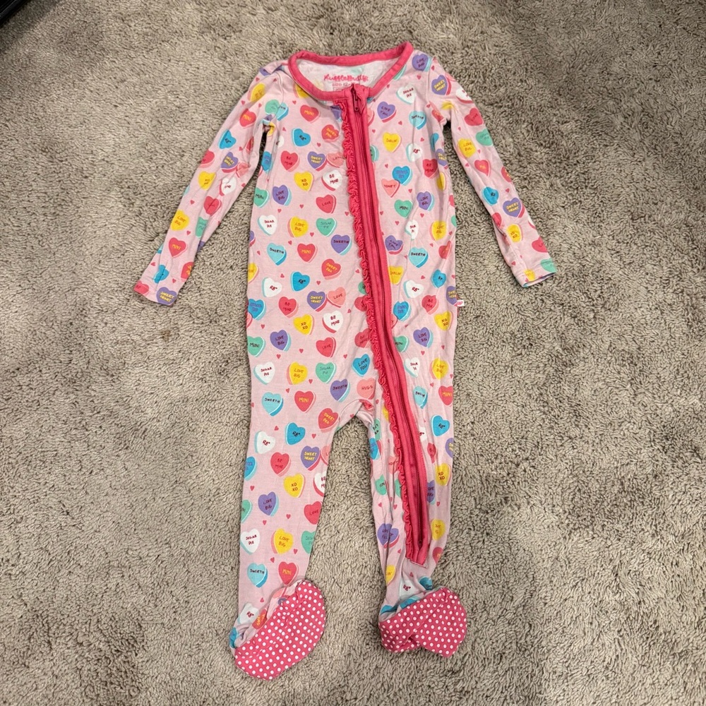 Rufflebutts Colorful Heart Print Kids One Piece